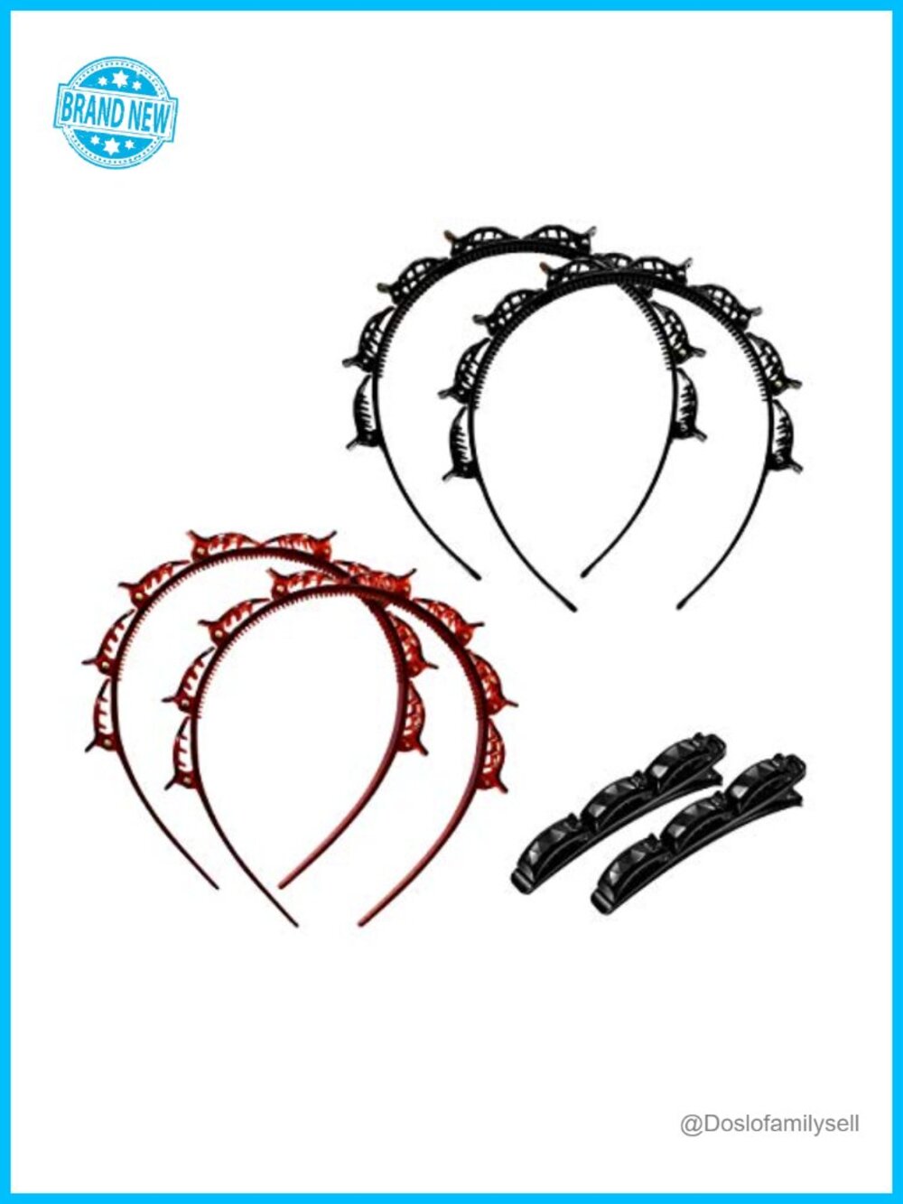 Resin Double Bangs Hairpin Set with Clips Woven Headband Hair Accessories